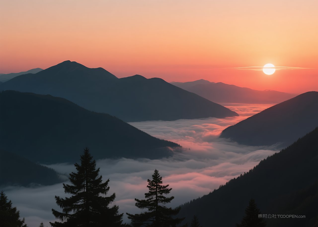 日落天空云彩云层自然风景唯美