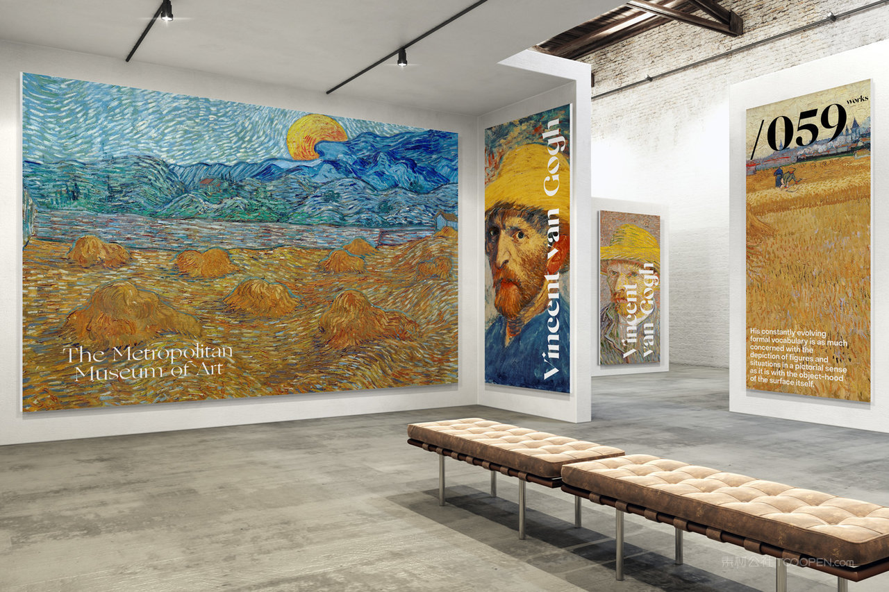 美术艺术展览馆展厅画展展示墙巨幅海报样机