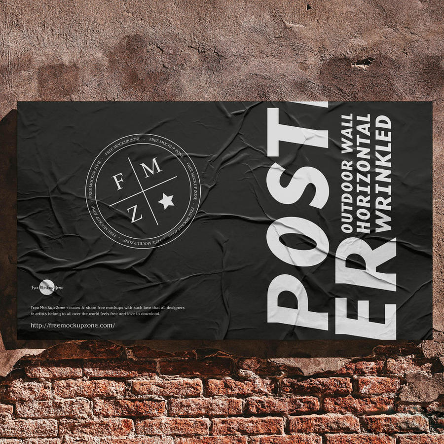 墙壁褶皱海报样机