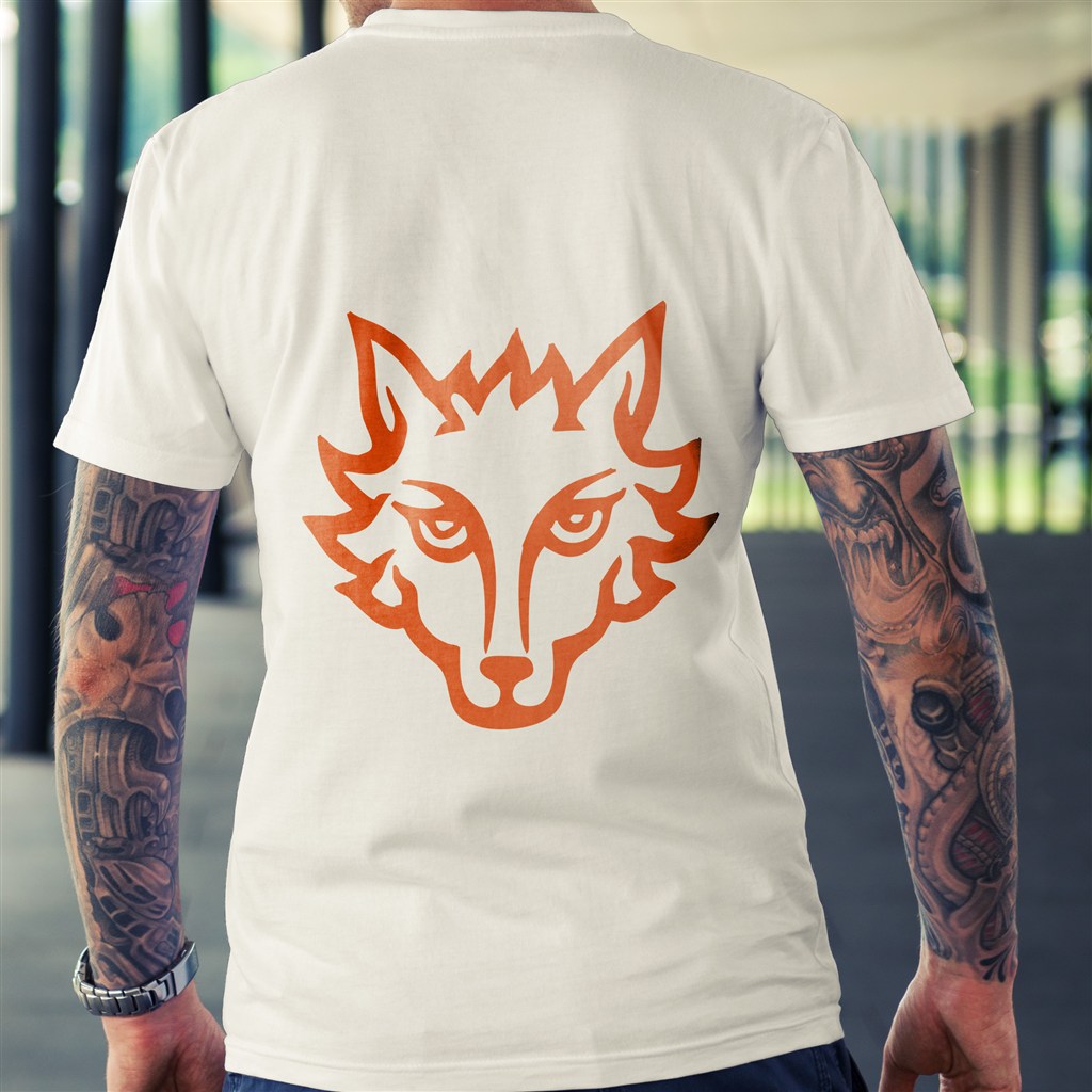 男士狼头标志T恤样机