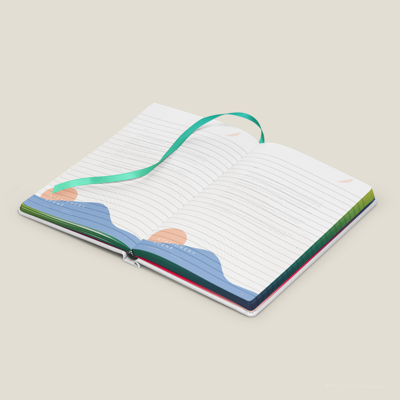 打开的笔记本书本画册贴图样机