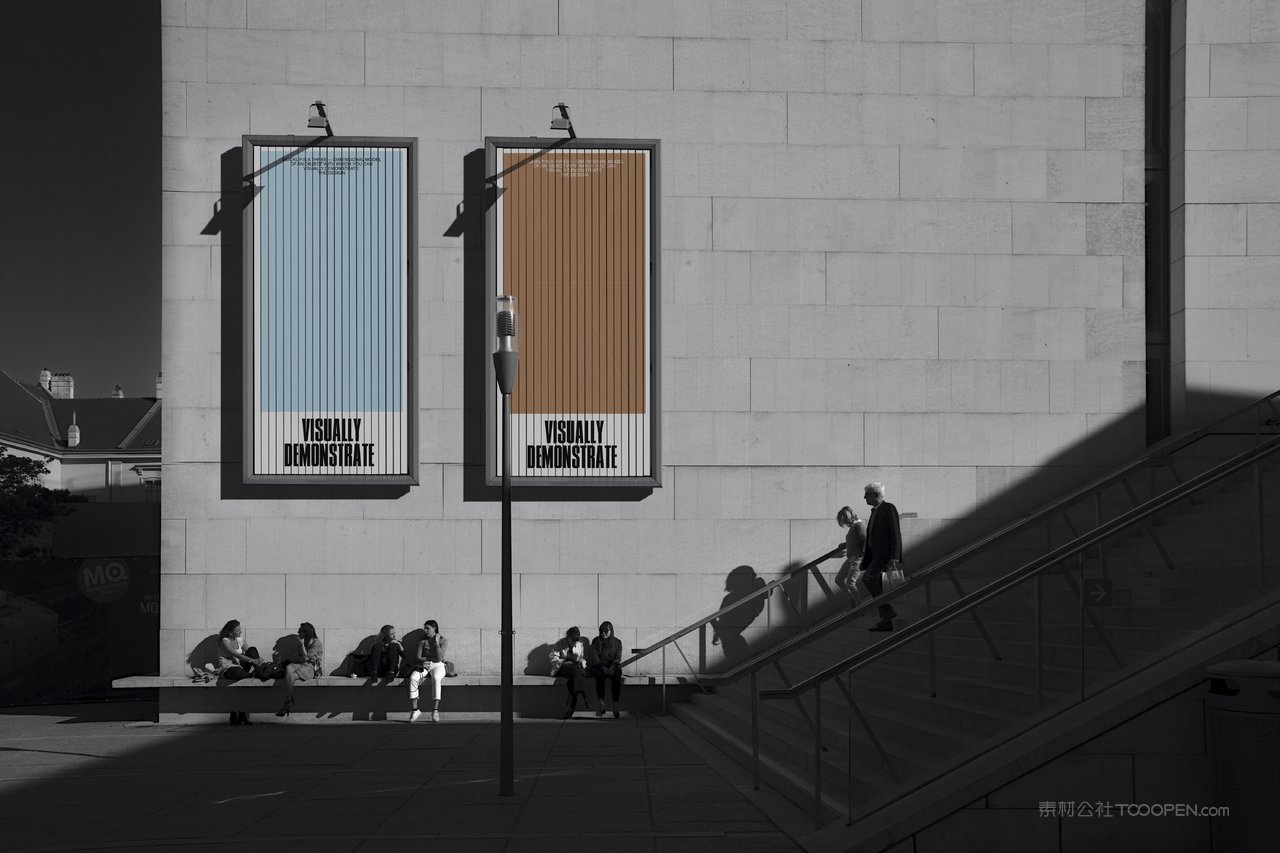 户外墙面海报样机