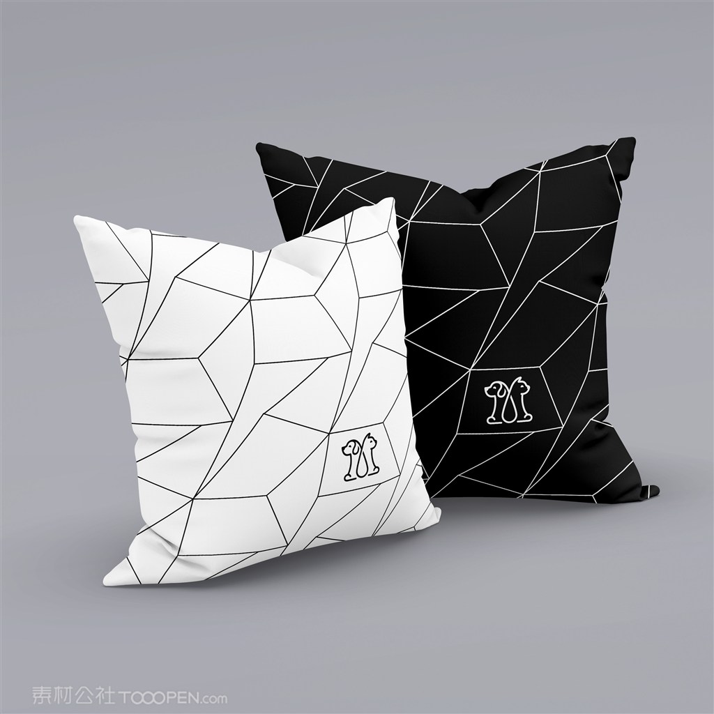 宠物店黑白色抱枕贴图样机