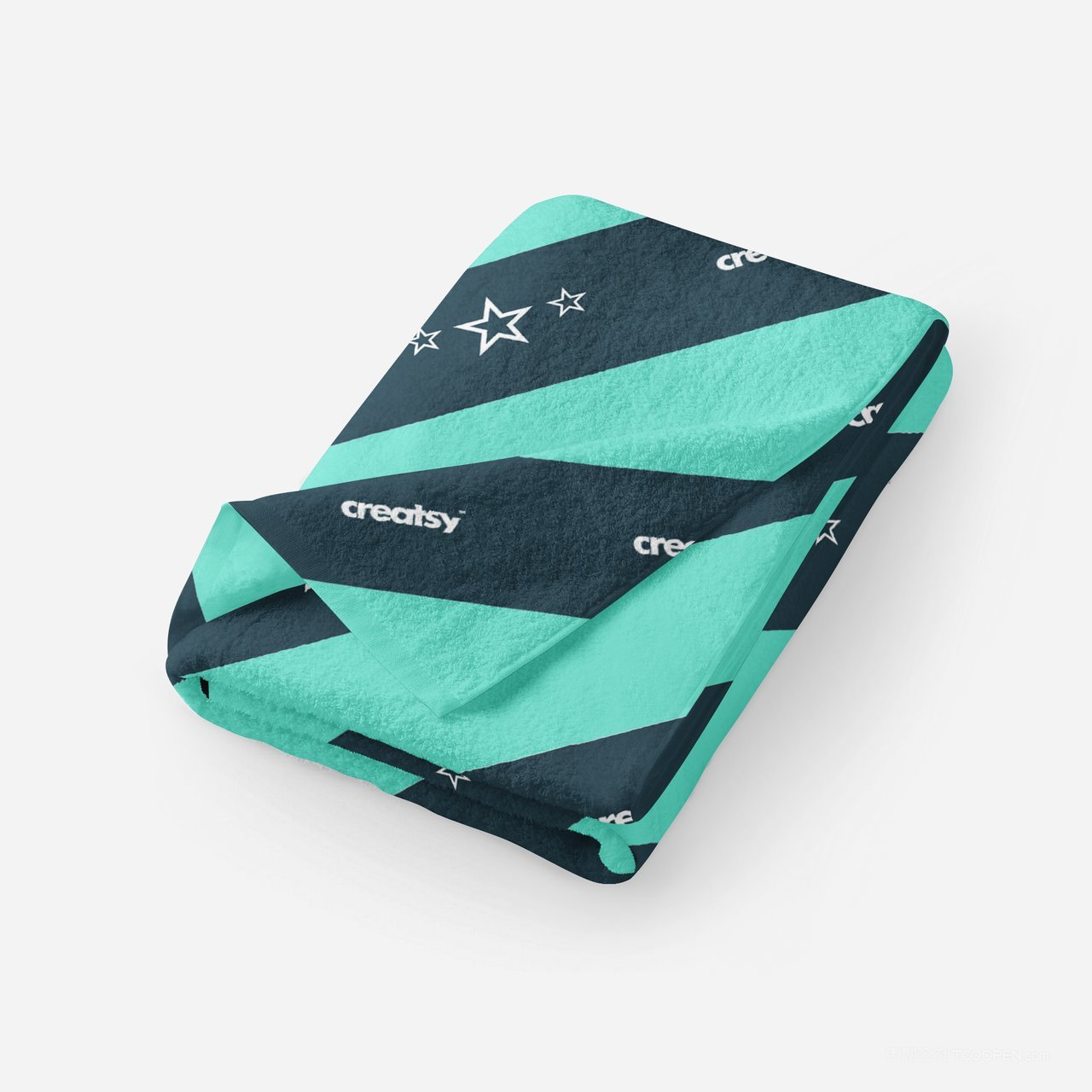 绿色条文毛巾贴图样机 (2)