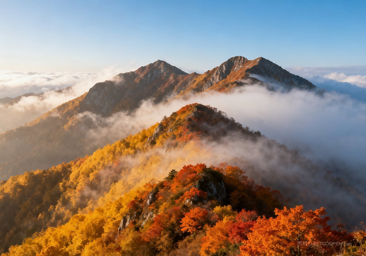 秋季湖泊青山意境山水天空唯美山峰