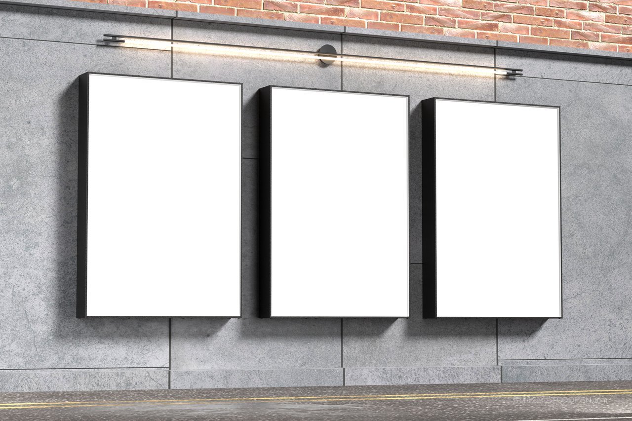 户外墙面海报样机