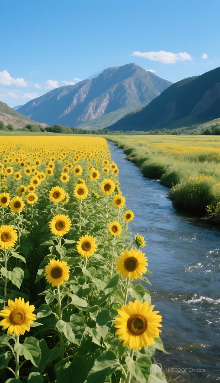 湖泊山峰唯美景色山水群山河流风景