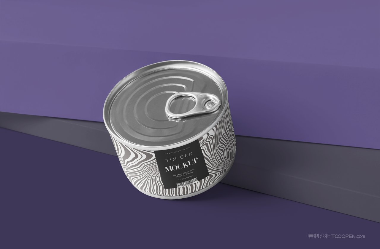 食品罐头包装罐形包装展示紫色背景场景样机 (4)