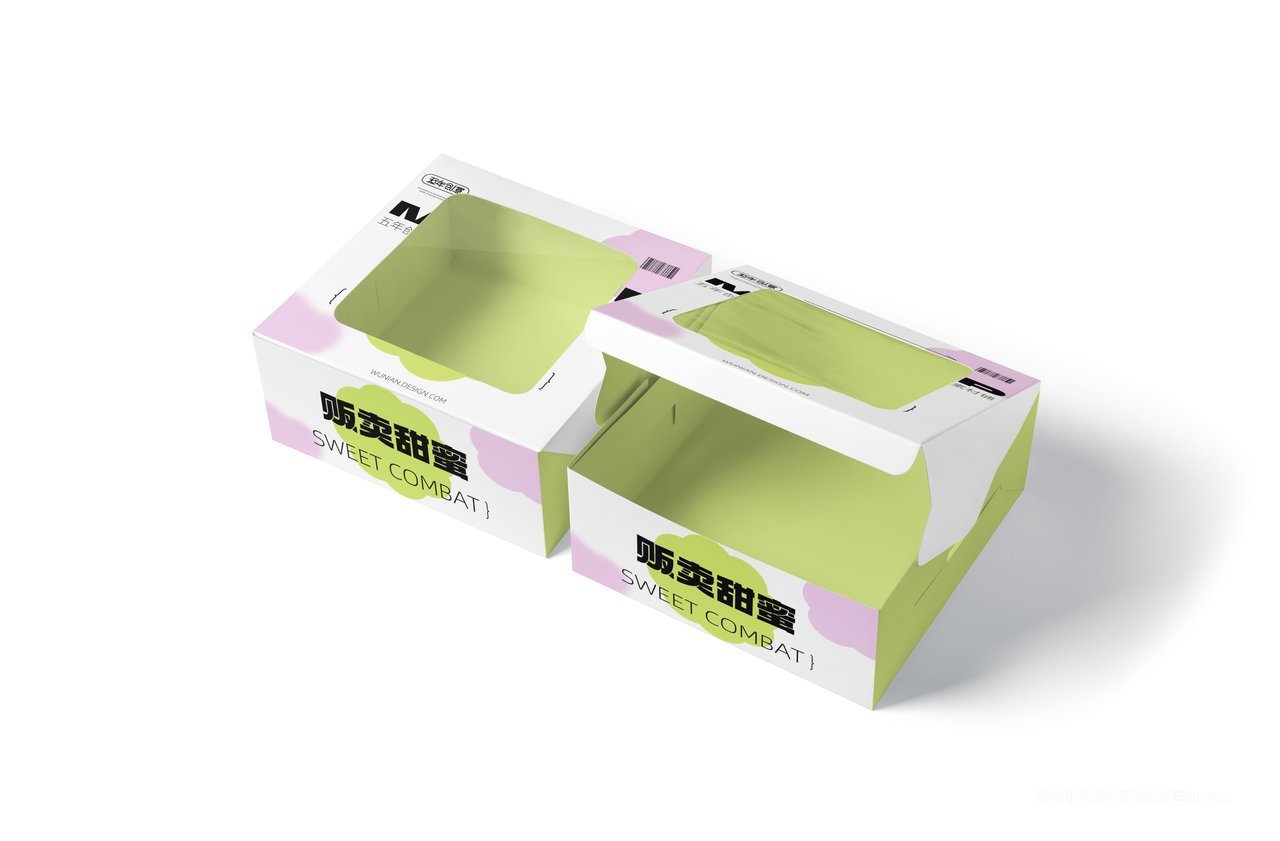 【2070期】清新绿甜点蛋糕盒包装样机 (11)