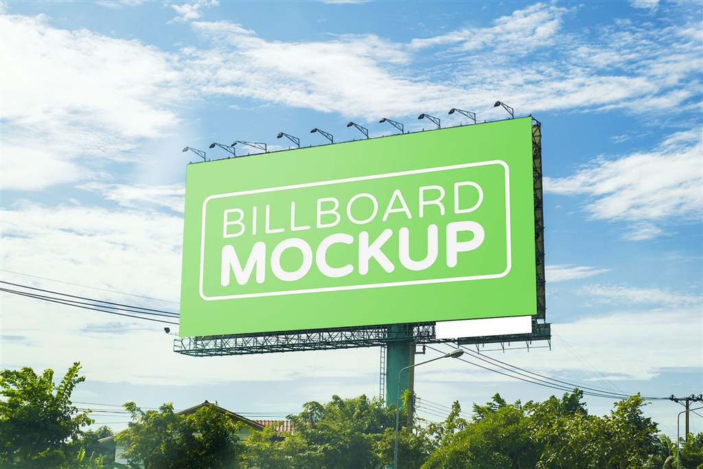 高速公路户外大型T牌广告牌样机图片场景下载