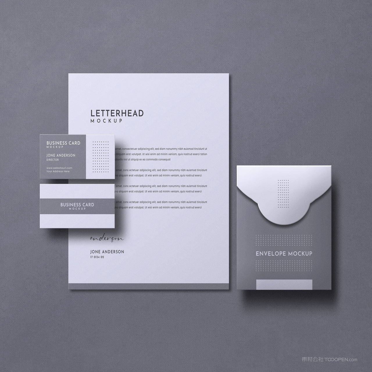 灰色文档名片vi贴图样机