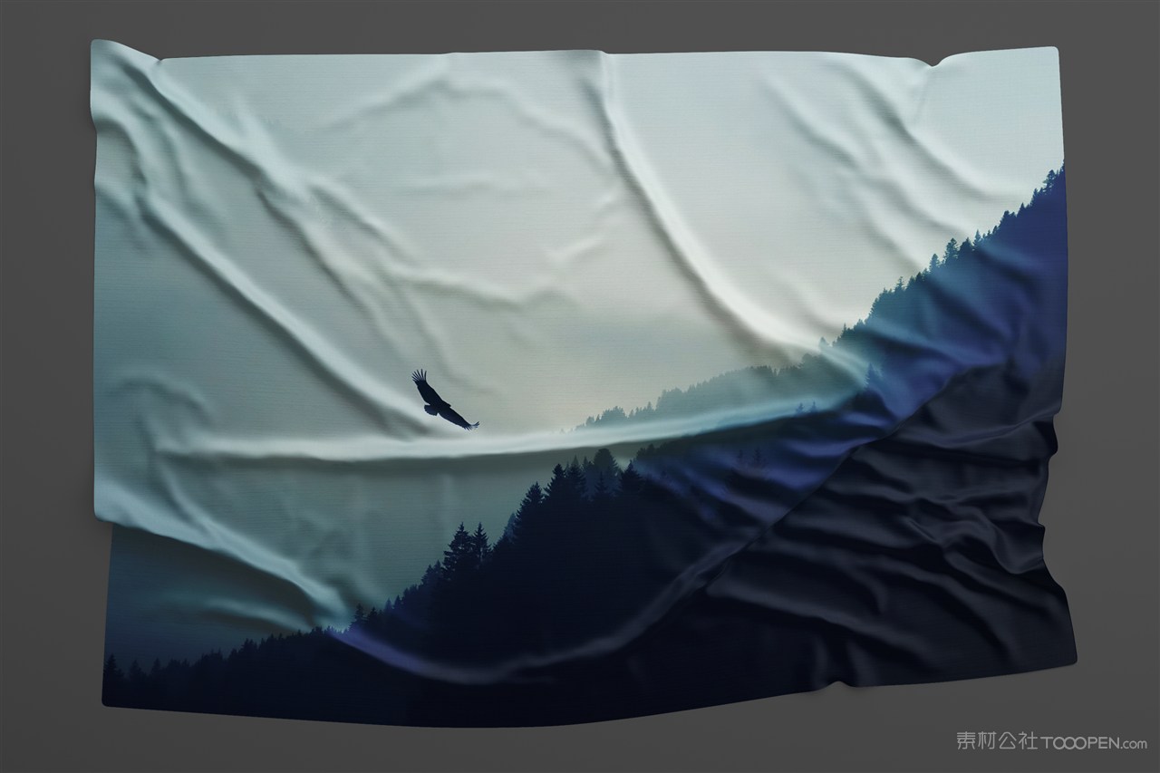 褶皱海报褶皱布料纹理样机