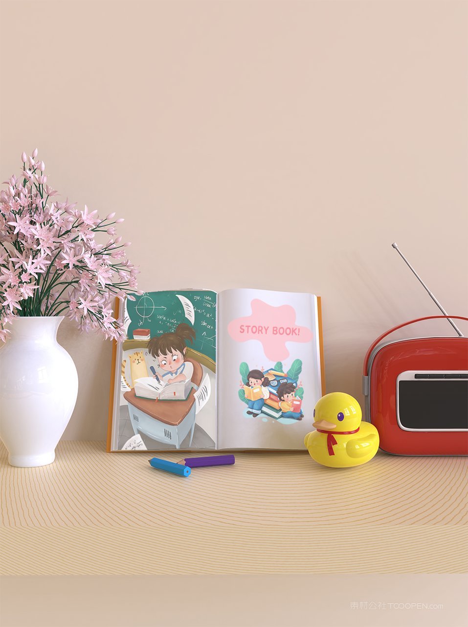 卡通可爱儿童读物绘本样机 (19)