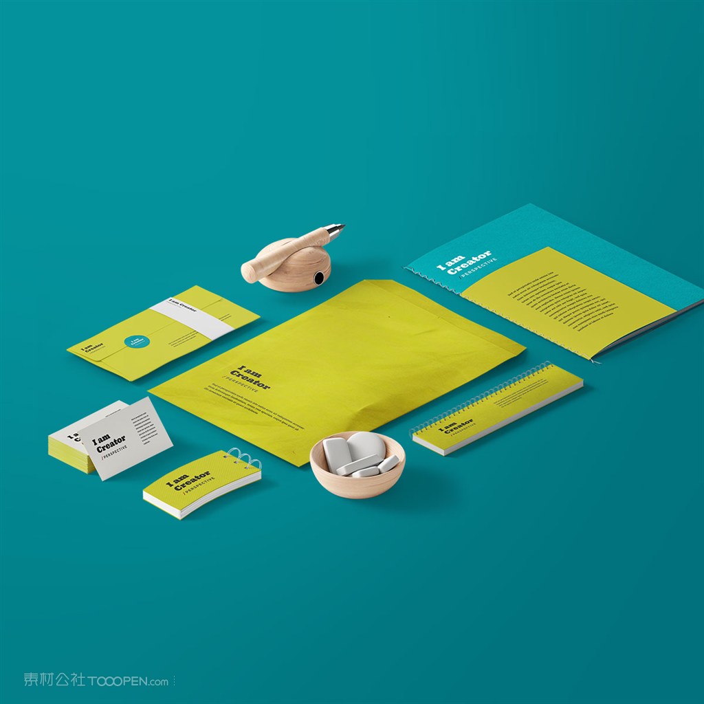 精美清新办公用品vi样机素材