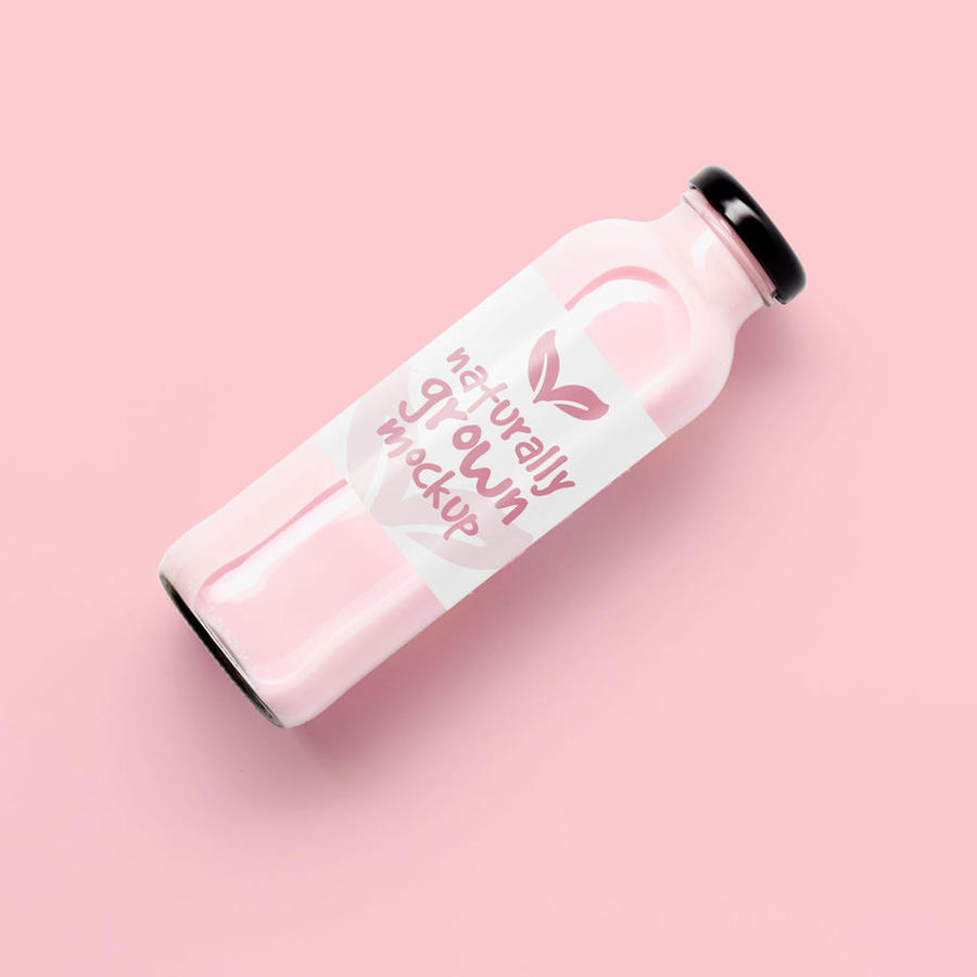 品牌手工水果粉色车厘子酸奶玻璃瓶ps样机 (6)