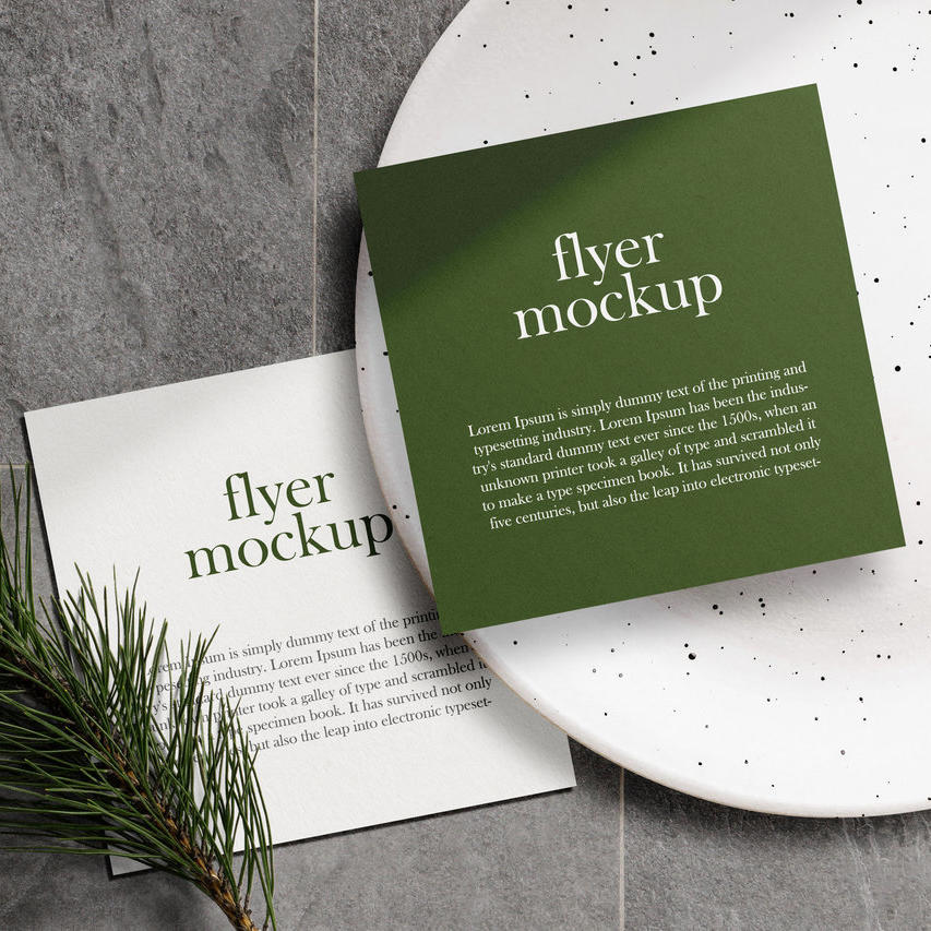 盘子上的手卡卡片贴图样机