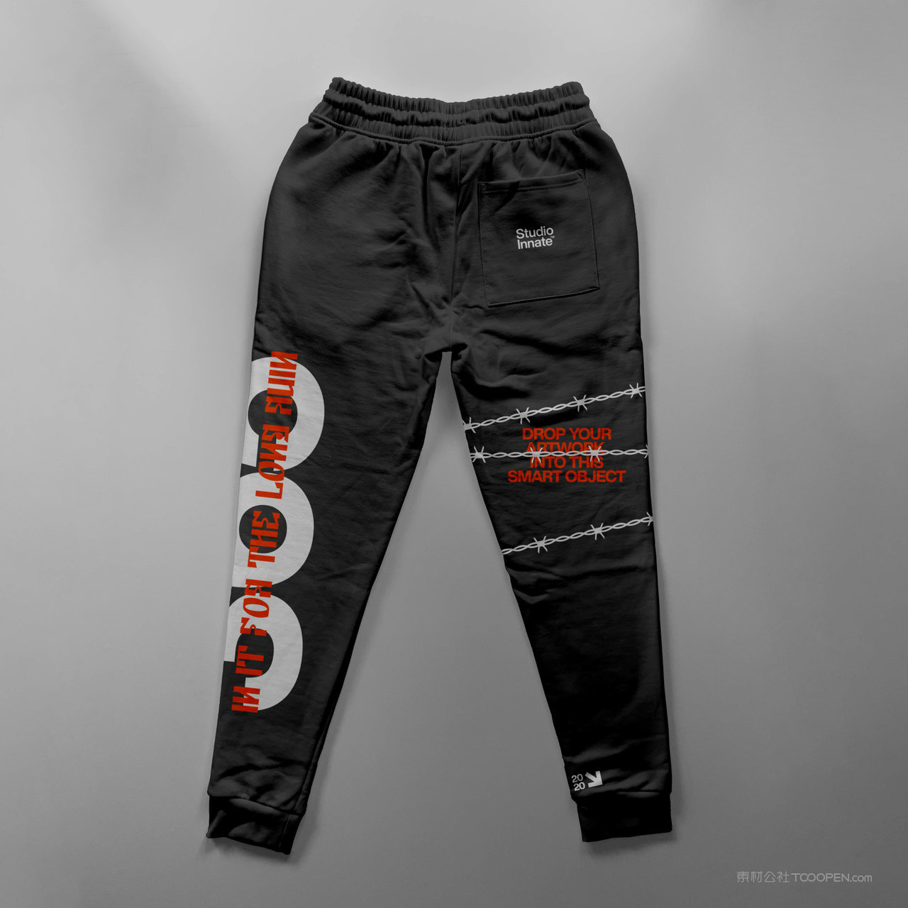 黑色运动裤印花图案样机