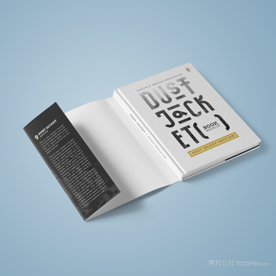 打开的精装书籍贴图样机