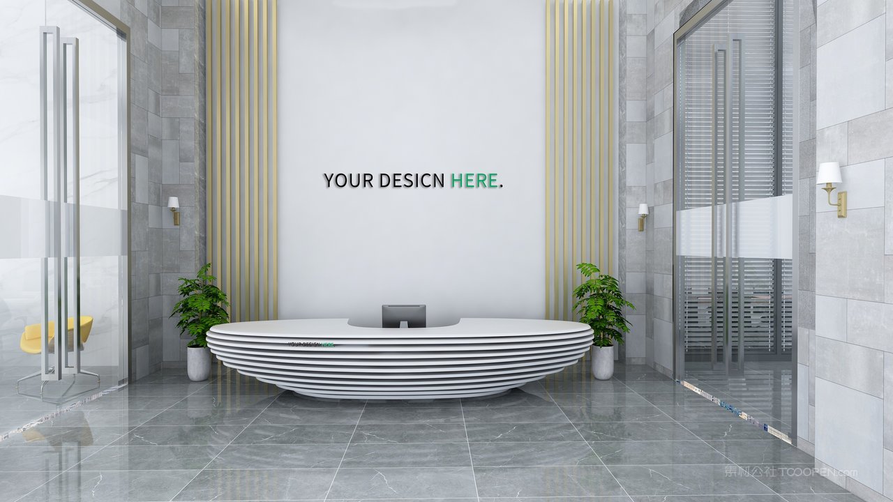 白色简洁前台形象墙logo标志样机前台样机 (8)