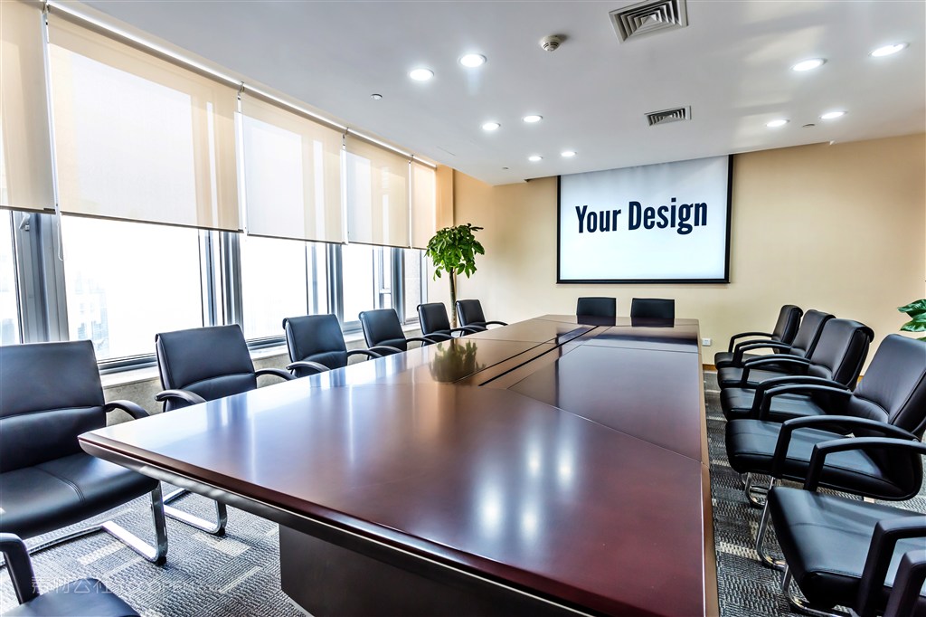 公司企业前台形象墙室内贴图样机设计模板效果VI素材PSD分层