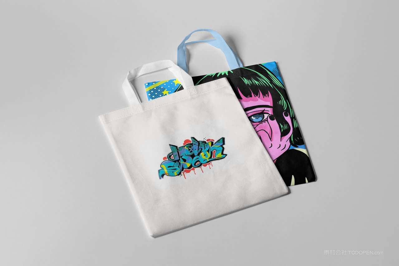 【2025期】卡通女生帆布包贴图样机 (2)