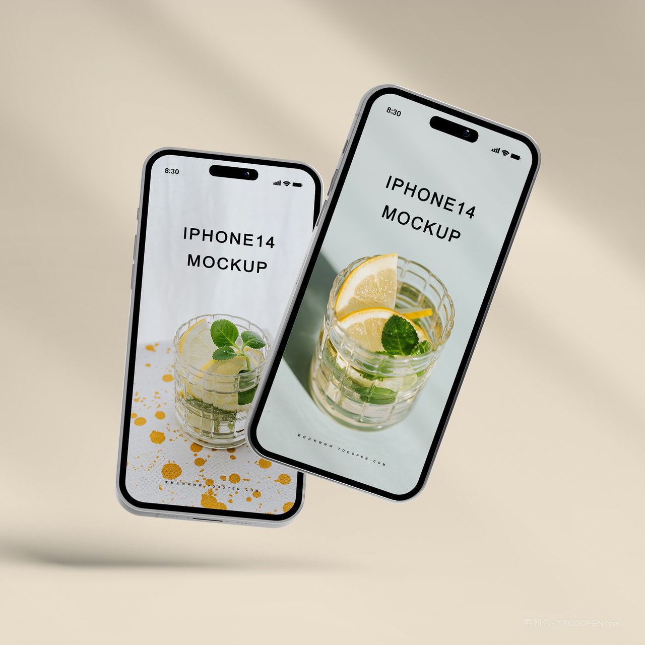 小清新悬浮的手机iPhone14贴图样机