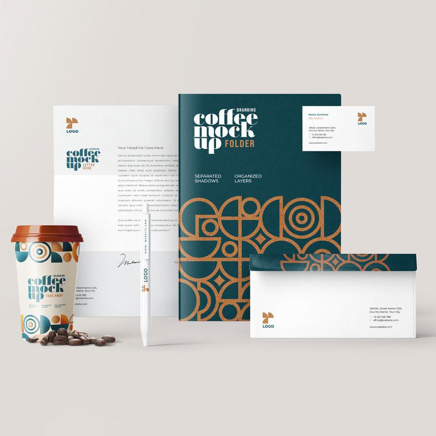 品牌奶茶咖啡logo定制vi包装展示样机 (1)