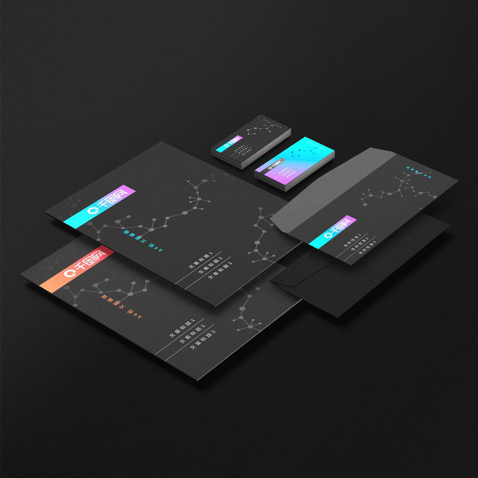 精选渐变黑色系科技风时尚潮流vi样机