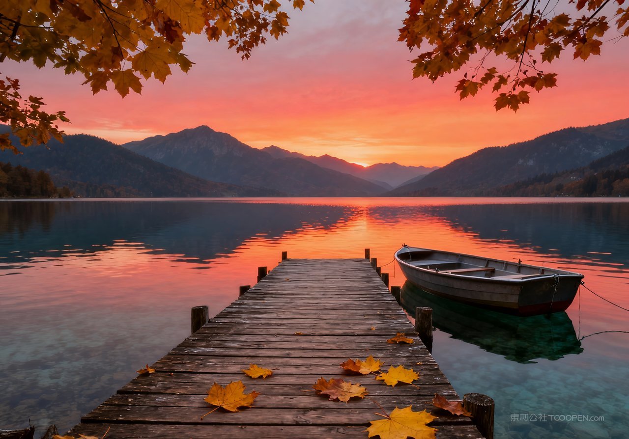 湖泊山水唯美秋天山峰天空意境青山
