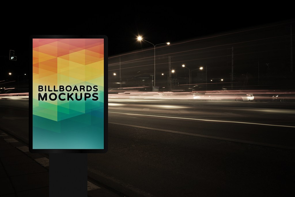 街头户外T牌灯箱广告牌样机图片场景下载