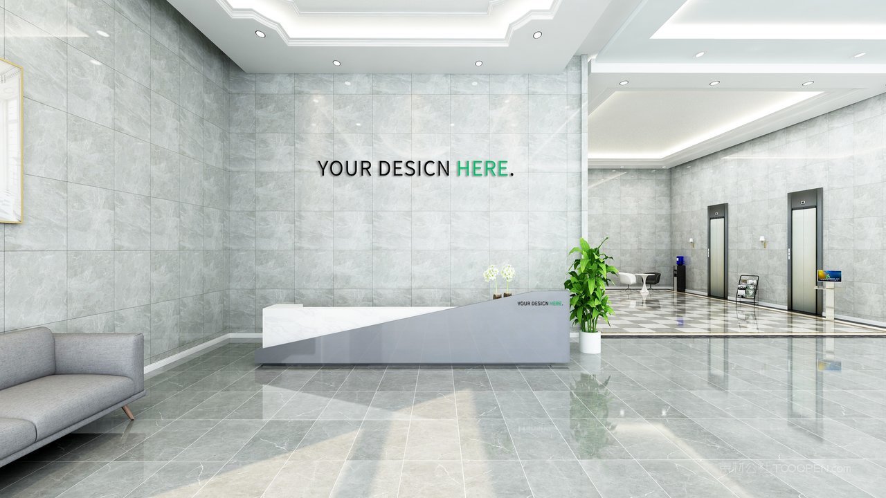 白色简洁前台形象墙logo标志样机前台样机 (10)