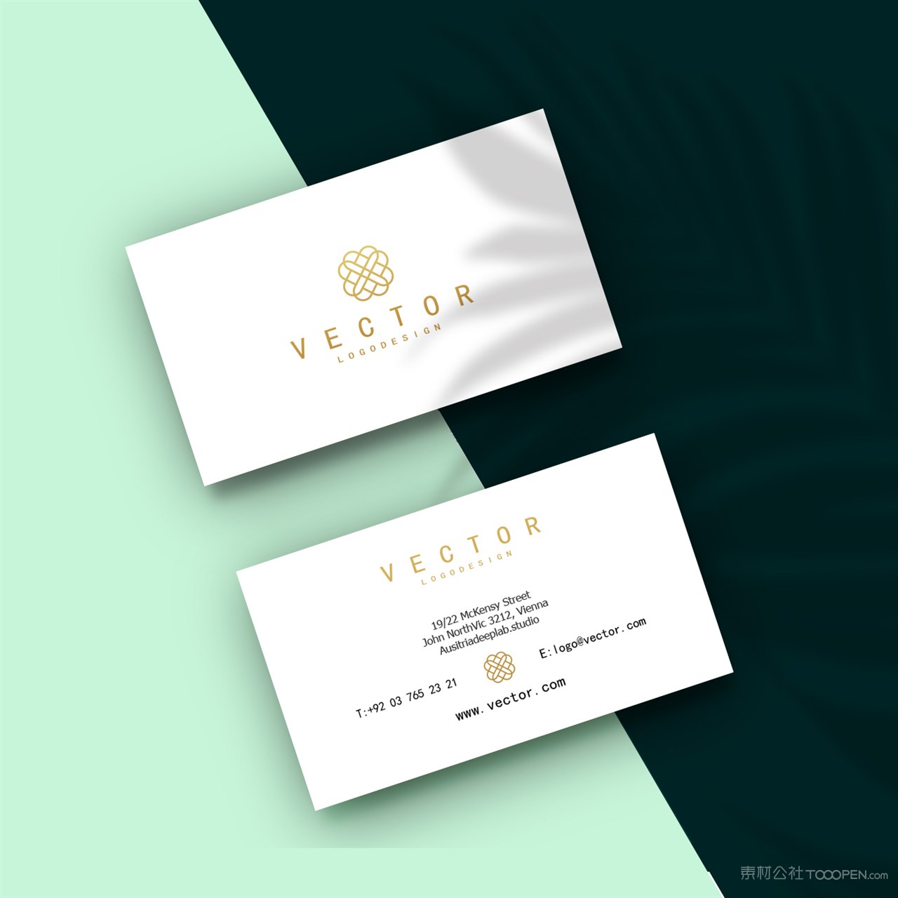 带阴影的名片正反面贴图样机