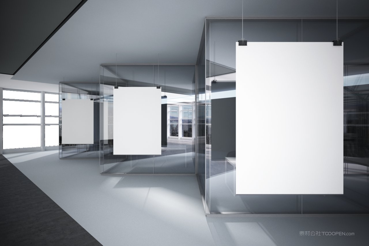 简洁办公室挂画办公环境样机 (8)