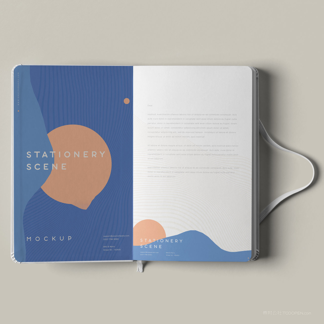 打开的书本画册本子贴图样机