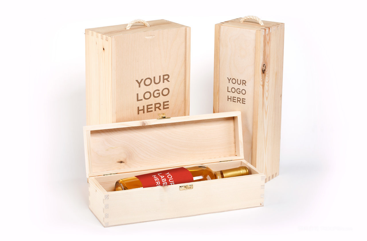 红色香槟红酒瓶装包装样机 (4)