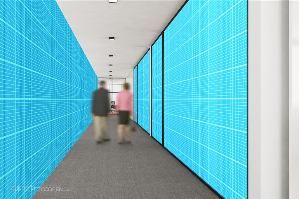 公司企业前台形象墙室内贴图样机设计模板效果VI素材PSD分层