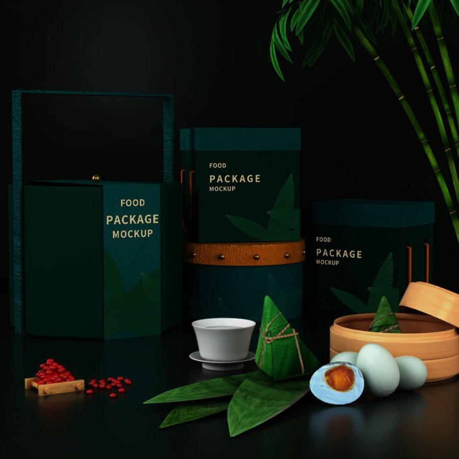 端午节粽子礼盒礼品包装场景样机 (7)