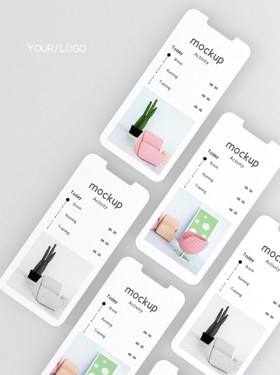 简洁米色手机屏app界面ui样机 (2)
