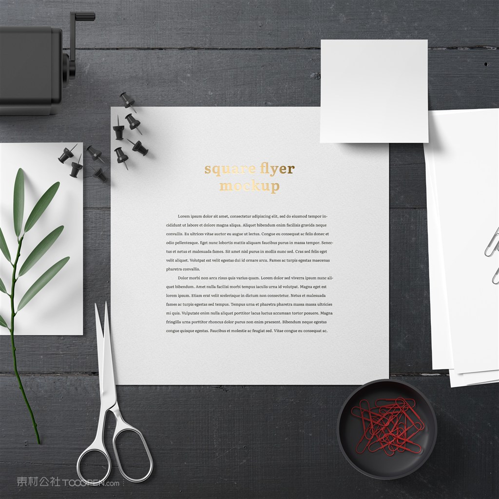 黑色桌面vi宣传单贴图样机