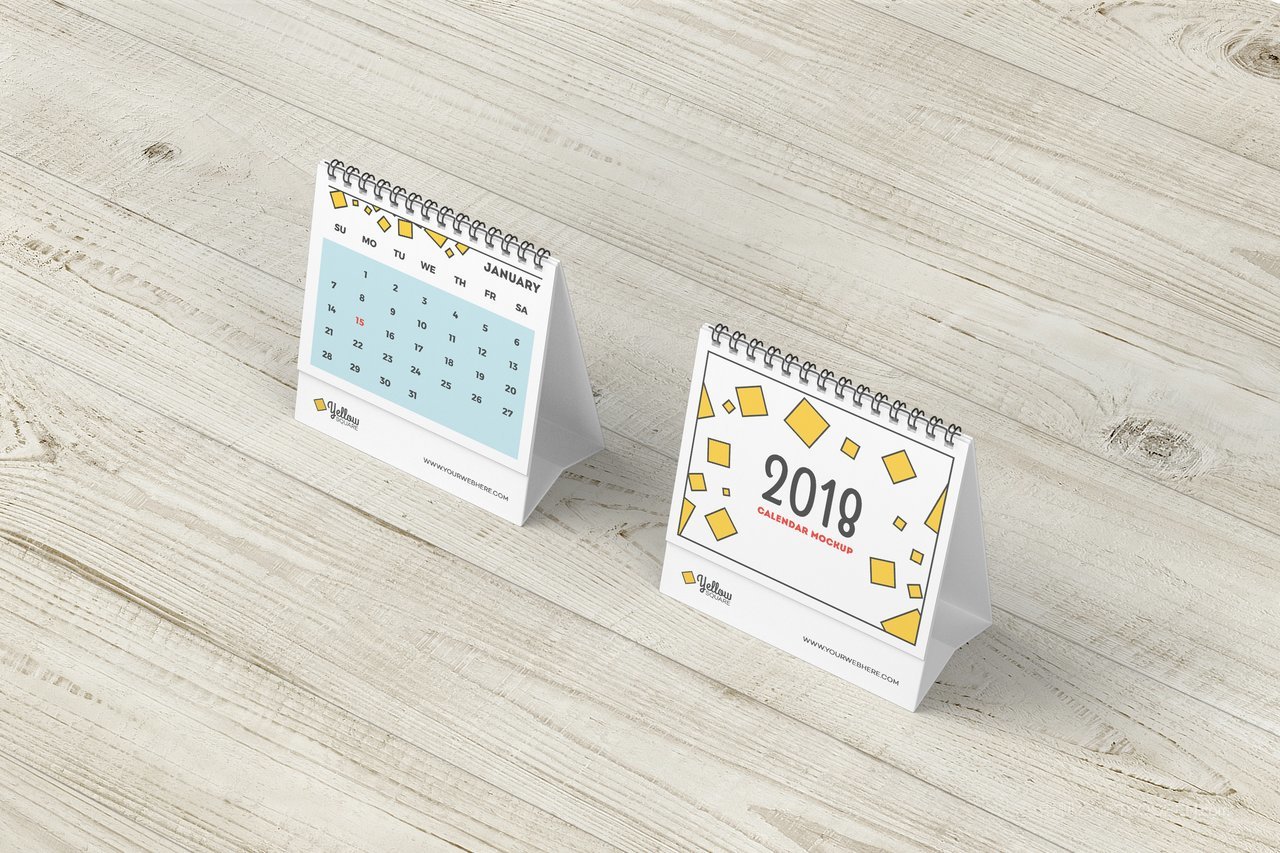 日历线圈台历设计场景样机 (1)