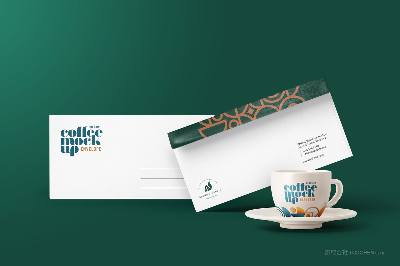 中式信封咖啡杯样机