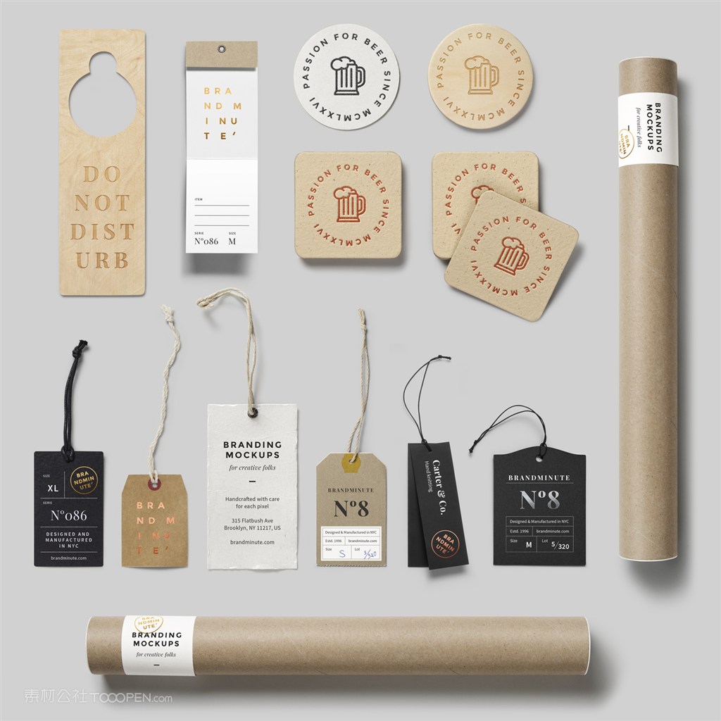 门牌标签杯垫圆筒包装样机