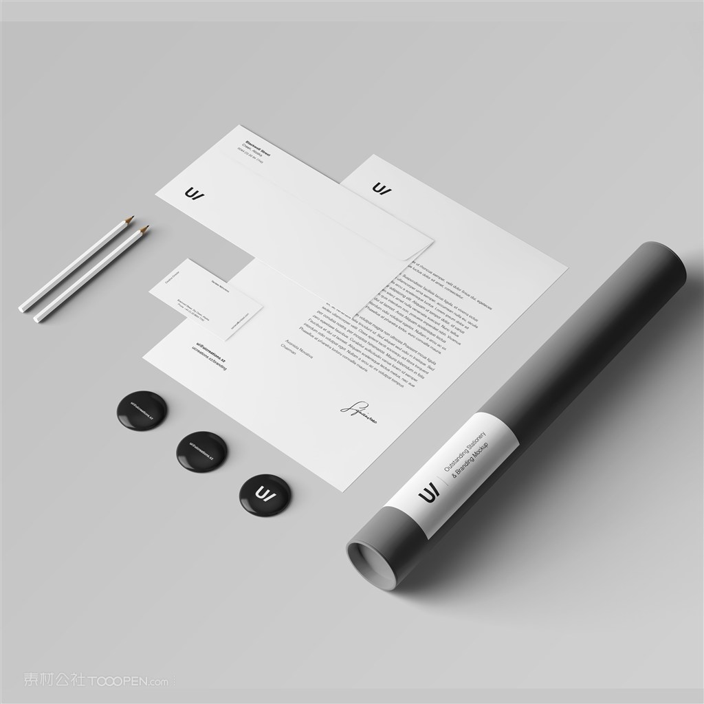 极简企业办公用品vi贴图样机