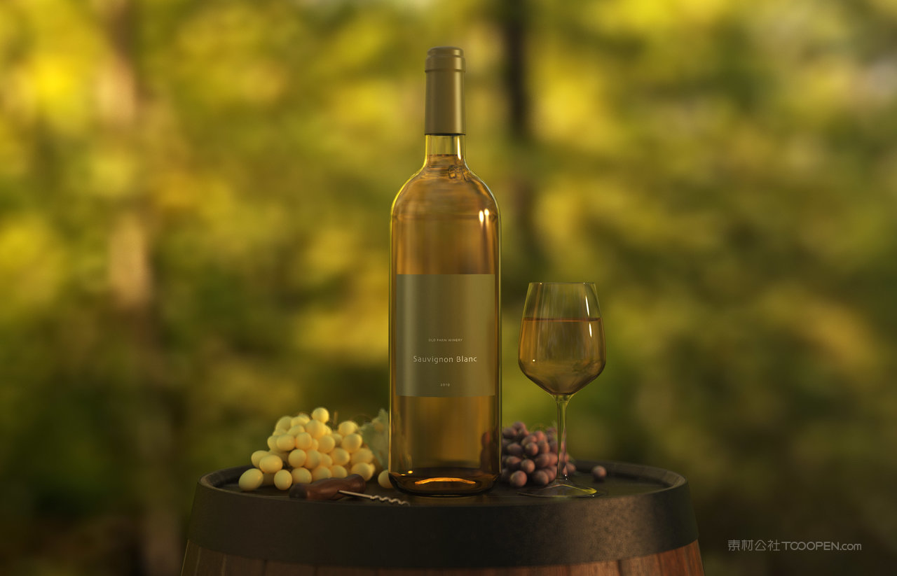 红酒酒瓶标签样机