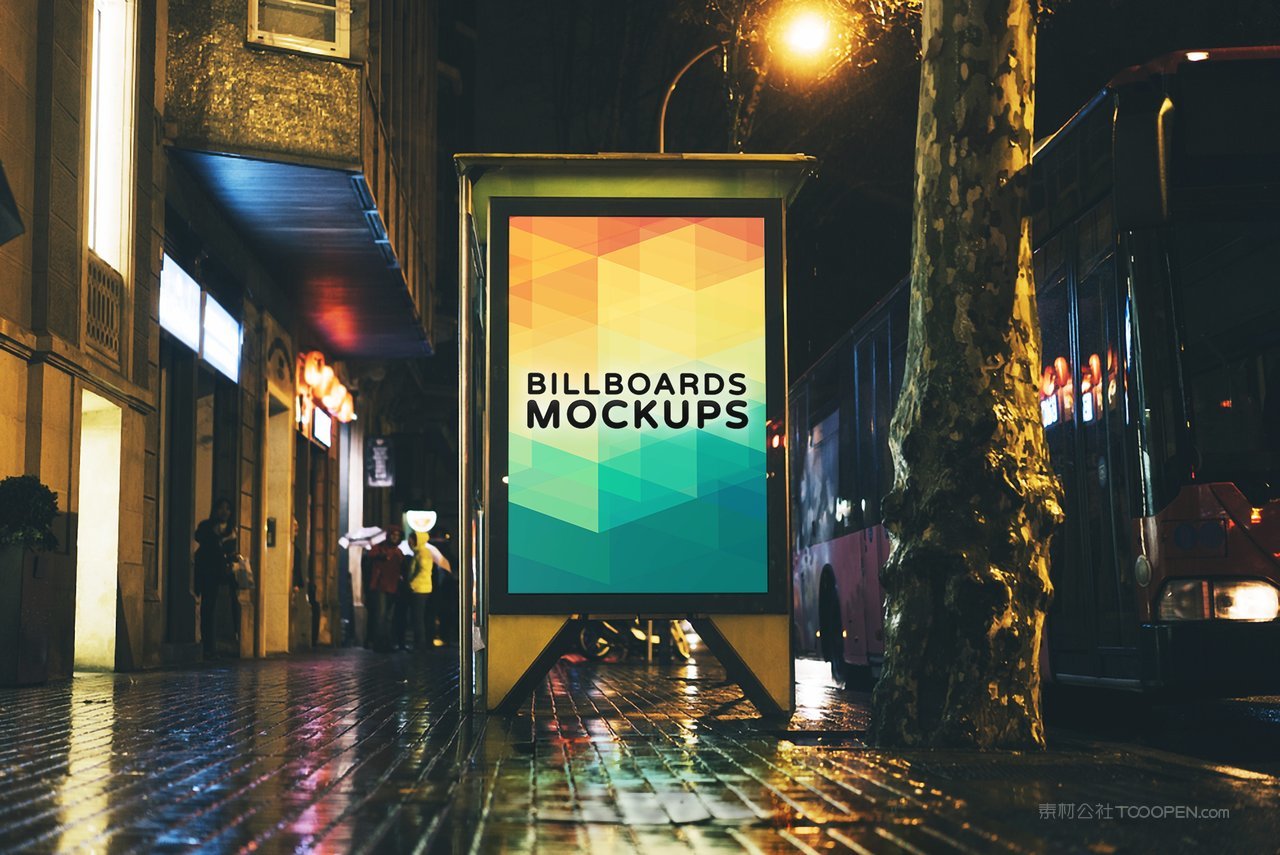 公交车站广告牌样机