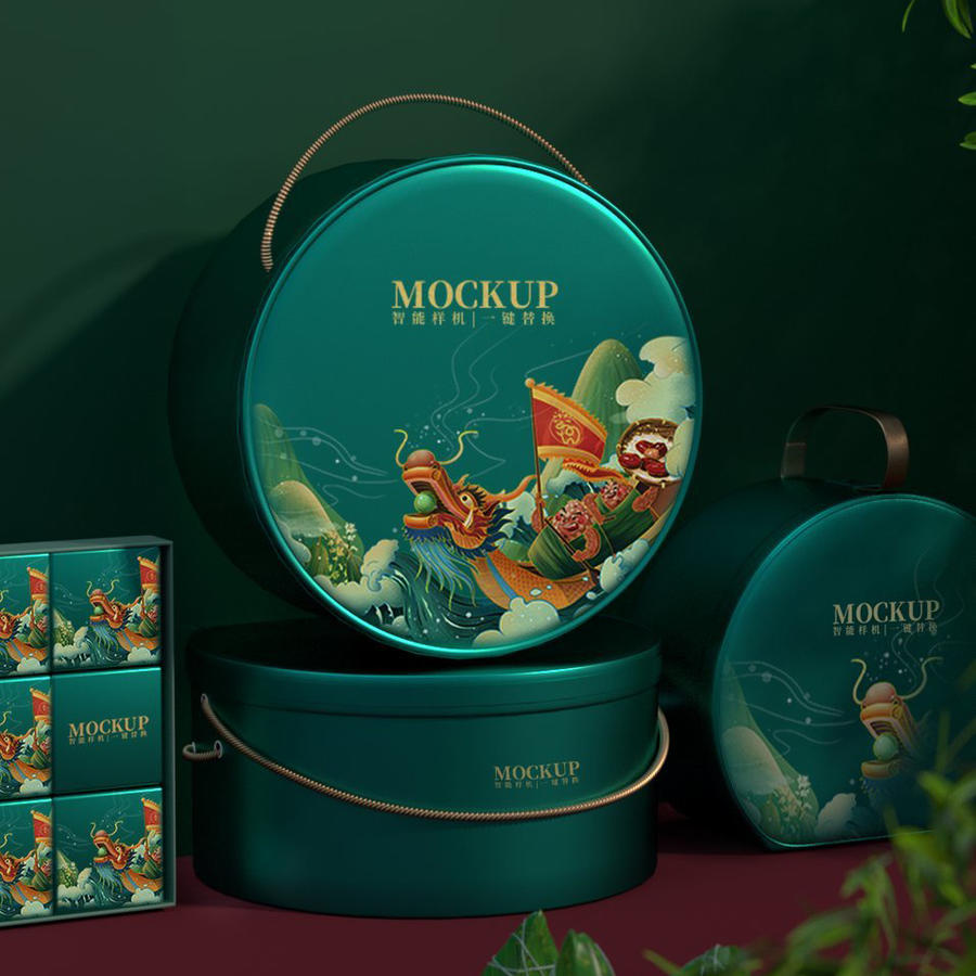 端午节粽子礼盒礼品包装场景样机 (5)