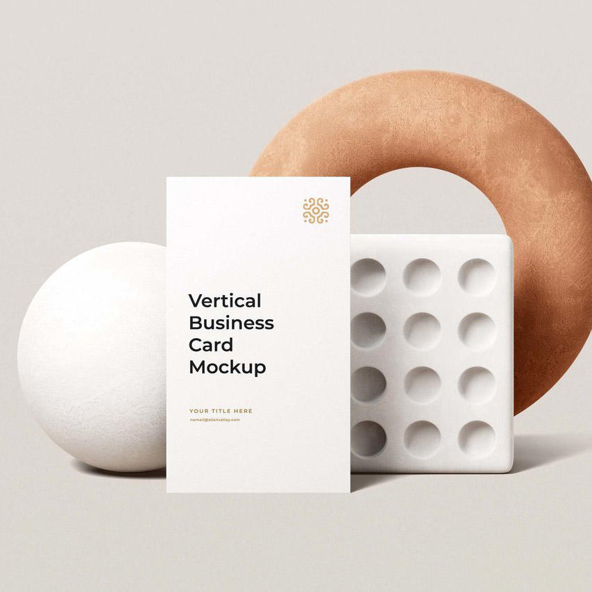 垂直的极简名片样机