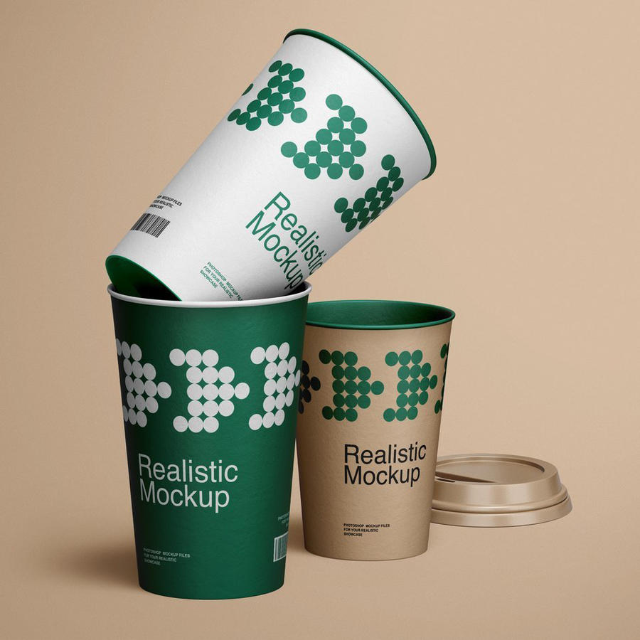 咖啡杯奶茶杯纸杯饮料果汁杯子包装样机 (3)