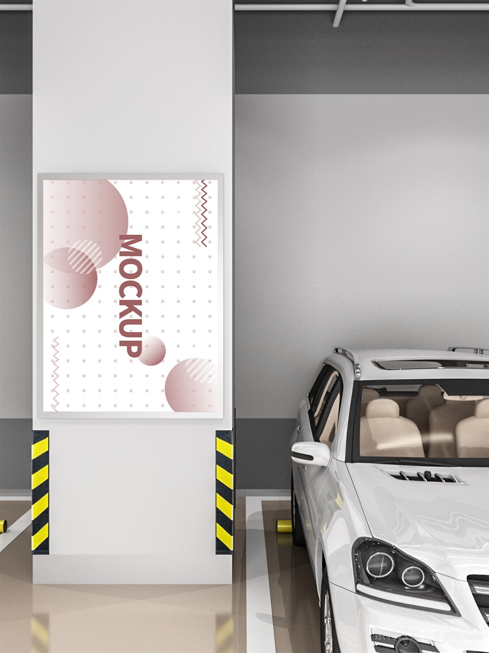 停车场海报画面替换样机