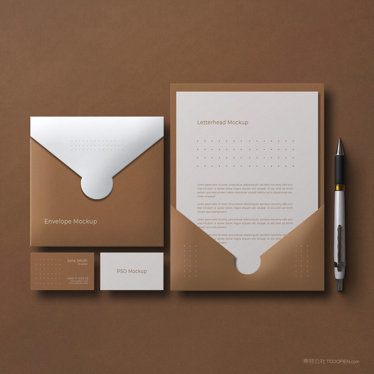 邀请函信封文档名片vi贴图样机